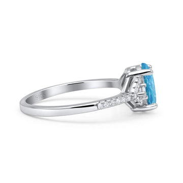 Art Deco Oval Wedding Ring Lab Created Blue Opal Statement Fashion Ring 925 Sterling Silver